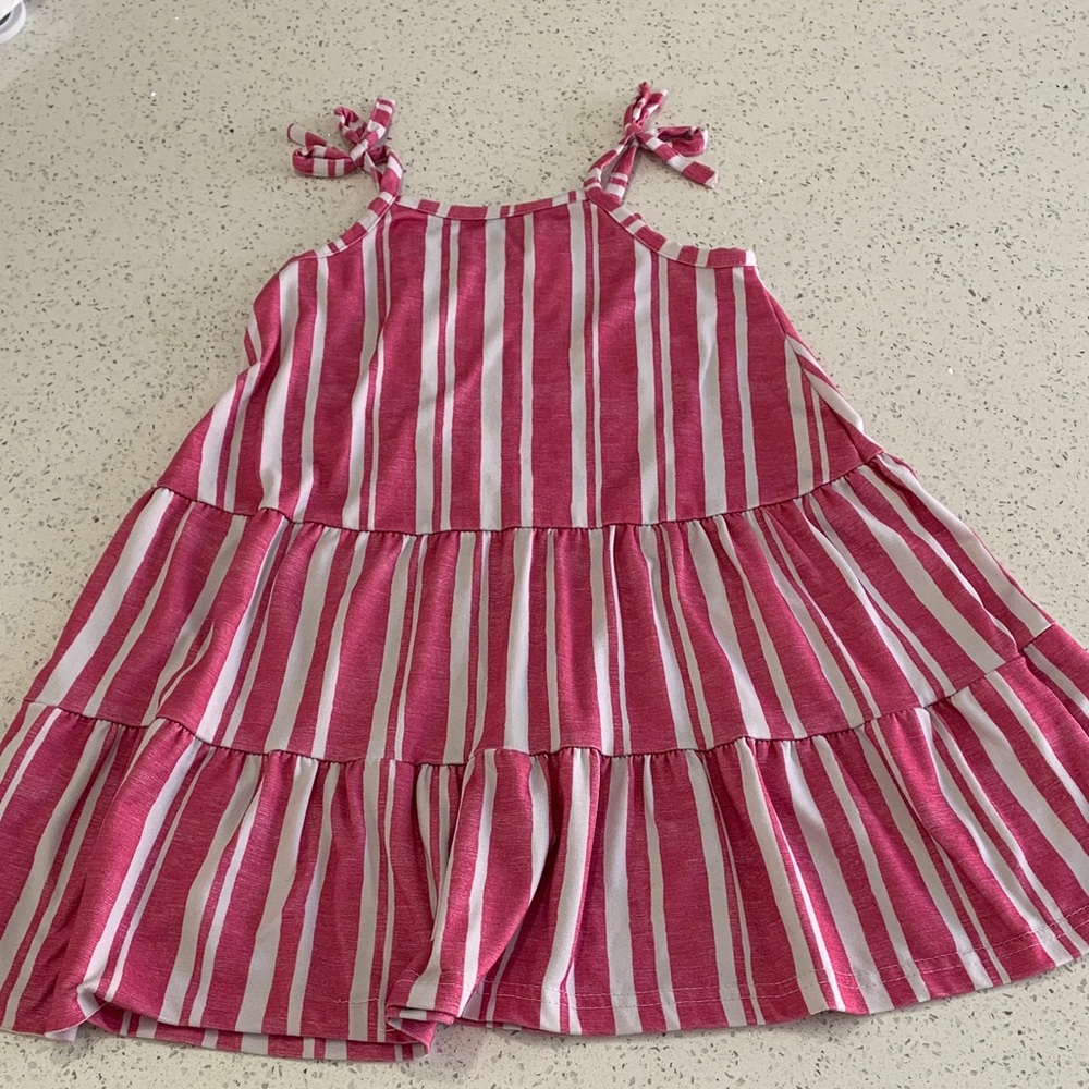 Tommy Bahama Pink & White Striped Ruffle Tiered Dress - Picture 2 of 8